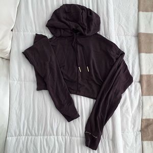 gymshark x whitney simmons cropped hoodie - brown